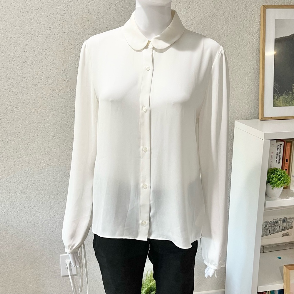 Babaton Sheer White Button Down Shirt